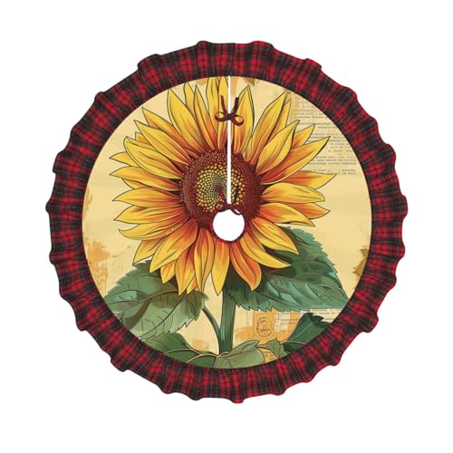 Weihnachtsbaumdecke mit Sonnenblumen-Motiv, bedruckt, 121,9 cm, Dekoration für Weihnachtsbaum, Bauernhaus, Baumröcke mit roten Karomustern, Dekoration für Zuhause, Party, Urlaub, Dekoration Weihnachtsbaumdecke mit Sonnenblumen-Motiv, bedruckt, 121,9 cm, Dekoration für Weihnachtsbaum, Bauernhaus, Baumröcke mit roten Karomustern, Dekoration für Zuhause, Party, Urlaub, Dekoration von DCARSETCV