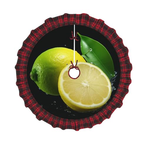 Weihnachtsbaumdecke mit Zitronenfrucht, bedruckt, 121,9 cm, Weihnachtsbaum-Dekoration, Bauernhaus-Baumröcke mit roten Karo-Dekorationen für Zuhause, Party, Urlaub, Dekoration Weihnachtsbaumdecke mit Zitronenfrucht, bedruckt, 121,9 cm, Weihnachtsbaum-Dekoration, Bauernhaus-Baumröcke mit roten Karo-Dekorationen für Zuhause, Party, Urlaub, Dekoration von DCARSETCV