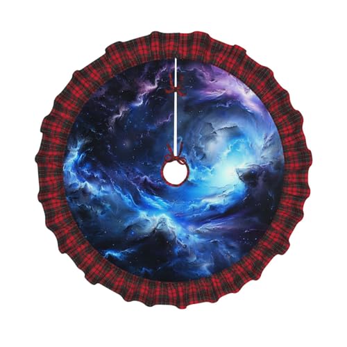 Weihnachtsbaumdecke mit blauer Galaxie, bedruckt, 121,9 cm, Weihnachtsbaum-Dekoration, Bauernhaus-Baumröcke mit roten Karo-Dekorationen für Zuhause, Party, Urlaub, Dekoration Weihnachtsbaumdecke mit blauer Galaxie, bedruckt, 121,9 cm, Weihnachtsbaum-Dekoration, Bauernhaus-Baumröcke mit roten Karo-Dekorationen für Zuhause, Party, Urlaub, Dekoration von DCARSETCV