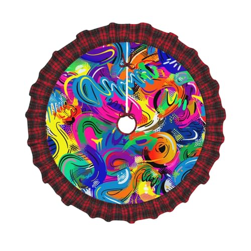 Weihnachtsbaumdecke mit buntem Sprühmuster, bedruckt, 121,9 cm, Weihnachtsbaum-Dekoration, Bauernhaus-Baumröcke mit roten Karo-Dekorationen für Zuhause, Party, Urlaub, Dekoration Weihnachtsbaumdecke mit buntem Sprühmuster, bedruckt, 121,9 cm, Weihnachtsbaum-Dekoration, Bauernhaus-Baumröcke mit roten Karo-Dekorationen für Zuhause, Party, Urlaub, Dekoration von DCARSETCV