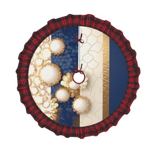 Weihnachtsbaumdecke mit goldfarbenem, blau-weißem Druck, 121,9 cm, Weihnachtsbaum-Dekoration, Bauernhaus-Baumröcke mit roten Karo-Dekorationen für Zuhause, Party, Urlaub, Dekoration Weihnachtsbaumdecke mit goldfarbenem, blau-weißem Druck, 121,9 cm, Weihnachtsbaum-Dekoration, Bauernhaus-Baumröcke mit roten Karo-Dekorationen für Zuhause, Party, Urlaub, Dekoration von DCARSETCV