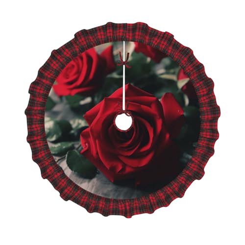 Weihnachtsbaumdecke mit roten Rosen, bedruckt, 121,9 cm, Weihnachtsbaum-Dekoration, Bauernhaus-Baumröcke mit roten Karo-Dekorationen für Zuhause, Party, Urlaub, Dekoration Weihnachtsbaumdecke mit roten Rosen, bedruckt, 121,9 cm, Weihnachtsbaum-Dekoration, Bauernhaus-Baumröcke mit roten Karo-Dekorationen für Zuhause, Party, Urlaub, Dekoration von DCARSETCV