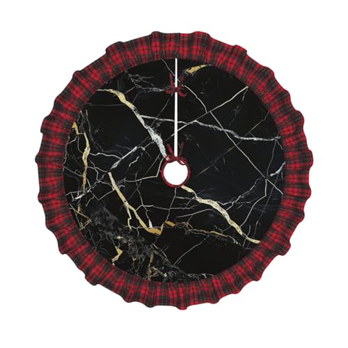 Weihnachtsbaumdecke mit schwarzem Marmor, bedruckt, 121,9 cm, Weihnachtsbaum-Dekoration, Bauernhaus-Baumröcke mit roten Karo-Dekorationen für Zuhause, Party, Urlaub, Dekoration Weihnachtsbaumdecke mit schwarzem Marmor, bedruckt, 121,9 cm, Weihnachtsbaum-Dekoration, Bauernhaus-Baumröcke mit roten Karo-Dekorationen für Zuhause, Party, Urlaub, Dekoration von DCARSETCV