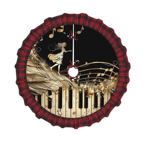 Weihnachtsbaumrock mit Musiknoten, bedruckt, 121,9 cm, Weihnachtsbaum-Abdeckung, Matte, Dekoration, Bauernhaus, Baumröcke mit roten Karo-Dekorationen für Zuhause, Party, Urlaub, Dekoration Weihnachtsbaumrock mit Musiknoten, bedruckt, 121,9 cm, Weihnachtsbaum-Abdeckung, Matte, Dekoration, Bauernhaus, Baumröcke mit roten Karo-Dekorationen für Zuhause, Party, Urlaub, Dekoration von DCARSETCV