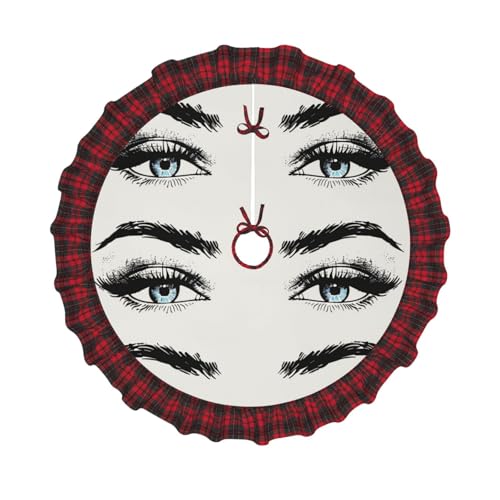 Weihnachtsbaumrock mit Wimpernmuster, bedruckt, 121,9 cm, Weihnachtsbaum-Abdeckung, Matte, Dekoration, Bauernhaus-Baumröcke mit roten Karo-Dekorationen für Zuhause, Party, Urlaub, Dekoration Weihnachtsbaumrock mit Wimpernmuster, bedruckt, 121,9 cm, Weihnachtsbaum-Abdeckung, Matte, Dekoration, Bauernhaus-Baumröcke mit roten Karo-Dekorationen für Zuhause, Party, Urlaub, Dekoration von DCARSETCV