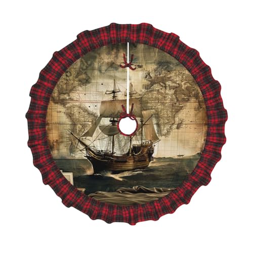 Weihnachtsbaumrock mit nautischem Segelpiraten-Motiv, bedruckt, 121,9 cm, Weihnachtsbaum-Abdeckung, Matte, Dekoration, Bauernhaus, Baumröcke mit rotem Karomuster, Dekorationen für Zuhause, Party Weihnachtsbaumrock mit nautischem Segelpiraten-Motiv, bedruckt, 121,9 cm, Weihnachtsbaum-Abdeckung, Matte, Dekoration, Bauernhaus, Baumröcke mit rotem Karomuster, Dekorationen für Zuhause, Party von DCARSETCV