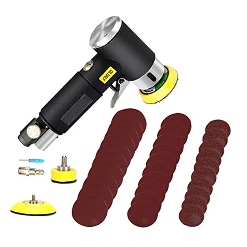 Power Buffer Polisher, 125 mm/150 mm pneumatischer Exzenterschleifer, Druckluftschleifer, Vakuum-Exzenterpolierschleifmaschine, pneumatische Werkzeuge, 12.500 U/min(36Pc Black Sander) von DCDCD
