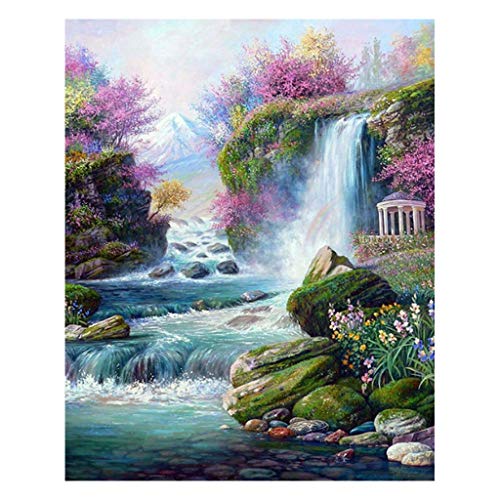 (40x50cm) DIY 5D Quadratisch Diamant Malerei Wasserfall Voll Set kristall Strass Diamant Kunst Square Diamond Painting Strass Stickerei Bilder und Bastelbedarf Kreuzstich Kits Ornamente Familie von DCIDBEI