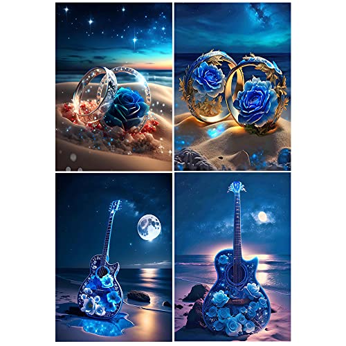 3D Ai Diamond Painting Valentinstag 30x40 cm 4er Set DIY Diamond Painting Ringe Rosen Diamant Painting Bilder Gitarre Malen nach Zahlen Strand und Meer Landschaft Diamant Malerei Stickerei Kreuzstich 3D Ai Diamond Painting Valentinstag 30x40 cm 4er Set DIY Diamond Painting Ringe Rosen Diamant Painting Bilder Gitarre Malen nach Zahlen Strand und Meer Landschaft Diamant Malerei Stickerei Kreuzstich von DCIDBEI