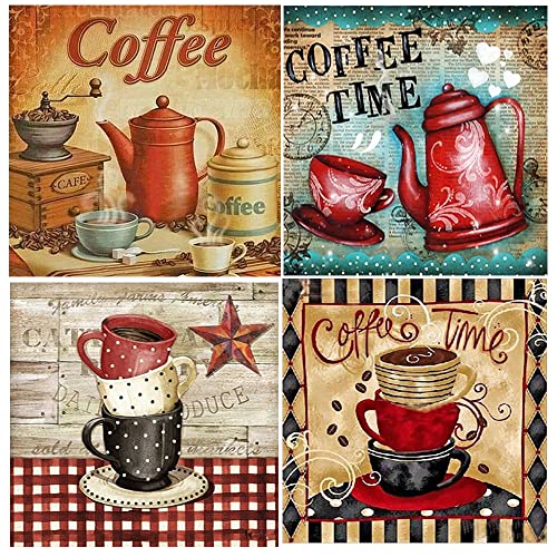 5D 4 Set Diamond Painting Erwachsene 30x30 cm Diamant Painting Kaffee Diamant Painting Bilder Kinder Diamant Malerei Set Malen nach Zahlen Kaffe Bastelset Craft Buddy Crystal Art Stickerei Set von DCIDBEI