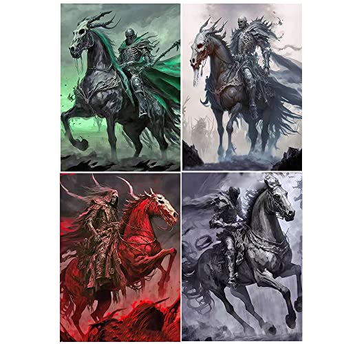 5D DIY Diamond Painting Groß Full Bilder 40x50 cm Diamant Painting 4 Pack Vier Reiter der Apokalypse (Conquest/Slaughter/Famine/Death) Diamant Malerei Malen nach Zahlen Kreuzstich Mosaik Gemälde von DCIDBEI