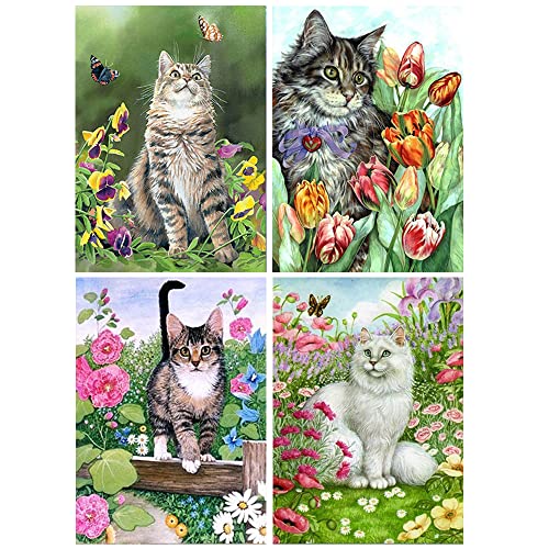 5D Diamond Painting Bilder 4 Set 30x40 cm Diamond Painting Katze in Blumen Diamant Painting für Erwachsene 4 Stück Diamant Malerei Malen nach Zahlen Full Drill Kristall Set für House Wall Dekoration 5D Diamond Painting Bilder 4 Set 30x40 cm Diamond Painting Katze in Blumen Diamant Painting für Erwachsene 4 Stück Diamant Malerei Malen nach Zahlen Full Drill Kristall Set für House Wall Dekoration von DCIDBEI