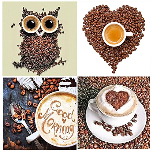 5D Diamond Painting Erwachsene 30x40 cm Diamant Painting Bilder 4 Set Kinder Diamond Painting Kaffee Eule Diamant Malerei Malen nach Zahlen Kaffe Craft Buddy Crystal Art Puzzle Strass Stickerei Bilder von DCIDBEI