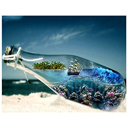 DCIDBEI (50x40cm) DIY Square Diamond Painting 5D Diamant Gemälde Malen nach Zahlen Drifting-Flasche Quadratisch für Erwachsene Strassstein Stickerei Kreuzstich Set Kunsthandwerk Wanddekoration von DCIDBEI