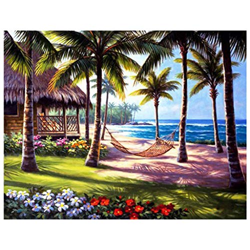 DCIDBEI (50x40cm) DIY Square Diamond Painting Diamant Gemälde mit Kokosbaum Quadratisch 5D Stickerei Malen nach Zahlen Kristall Kunst Set Mosaikherstellung Wandkunst Leinwand für Wohnzimmer von DCIDBEI