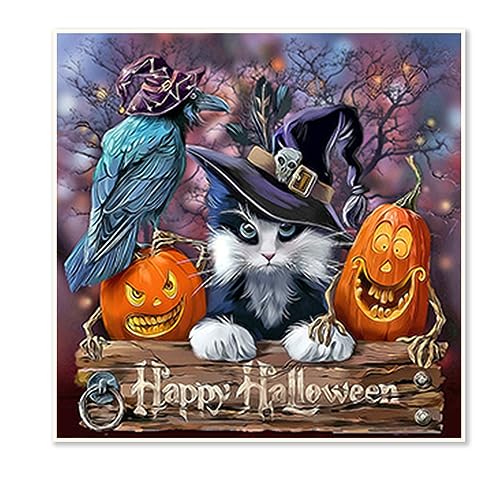 DCIDBEI 30 x 30 cm Diamond Painting Halloween Tiere, 5D Diamant Painting Bilder Schwarze Katze, Lässiges Kreativ-Kit/Geschenk für Kinder/Handwerk, Dekoration Haus Wohnzimmer Schlafzimmer DCIDBEI 30 x 30 cm Diamond Painting Halloween Tiere, 5D Diamant Painting Bilder Schwarze Katze, Lässiges Kreativ-Kit/Geschenk für Kinder/Handwerk, Dekoration Haus Wohnzimmer Schlafzimmer von DCIDBEI