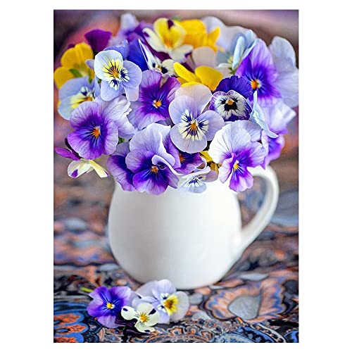 DCIDBEI 30 x 40 cm 5D Runde Diamond Painting Strass Komplett Zen-Stickerei Diamant Puzzle Blumen Erwachsene Malen Zahlen Mosaik Kinder Wanddekoration, lila Phalaenopsis in der Tasse von DCIDBEI