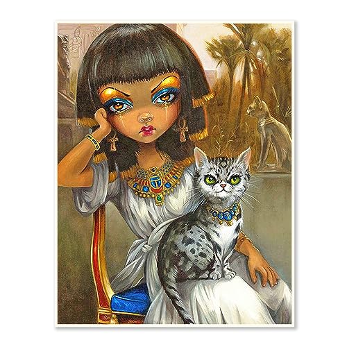 DCIDBEI 30 x 40 cm runde Diamond Painting Ägyptische Prinzessin für Erwachsene, Diamant Stickerei 5D komplett Katze, Diamant-Malerei für Kinder, DIY Kristall-Handwerk, Diamond Art für Zuhause von DCIDBEI