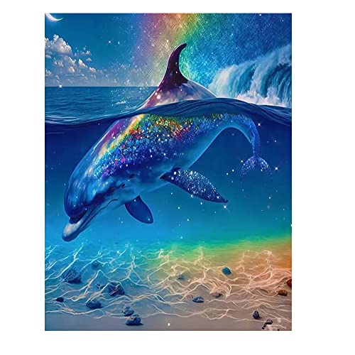 DCIDBEI 3D AI Diamond Painting Delfin 40x50 cm Stickbilder Erwachsene Delfin Malen nach Zahlen Delfin Diamant Malerei Delfine Stickbilder Delfine Diamond Painting Erwachsene Landschaften von DCIDBEI