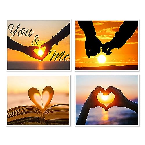 DCIDBEI 4 Pack Diamond Painting Herz Love am Strand 40x30 cm Sonnenuntergang am Meer Diamant Bilder Erwachsene Liebe von DCIDBEI