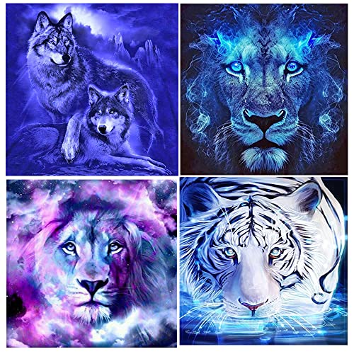 4 Pack Diamond Painting Tiger 40x40 cm Malen nach Zahlen Wolf Erwachsene Diamant Painting Bilder DIY 5D Diamant Painting Löwe Kunst Handwerk Große Bilder für die Wand Strasssteine Bilder 4 Pack Diamond Painting Tiger 40x40 cm Malen nach Zahlen Wolf Erwachsene Diamant Painting Bilder DIY 5D Diamant Painting Löwe Kunst Handwerk Große Bilder für die Wand Strasssteine Bilder von DCIDBEI