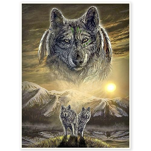 DCIDBEI 40 x 50 cm Diamond Painting Square Drill Berge, Malen Nach Zahlen Erwachsene Landschaft Tiere, Diamant-Stickerei Wolf für Kinder, Wohnzimmer-Dekoration, Basteln, Malen & Handarbeiten von DCIDBEI