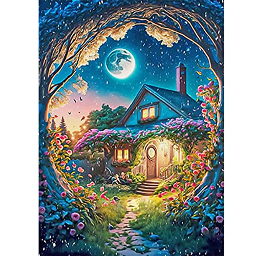 DCIDBEI 40x50CM 5D Set Diamond Painting Quadratisch, Diamant Painting Bilder Fantasy,Diamant Stickerei Blumen, Decor Wand Büro Wohnzimmer Erwachsene || Wunderland-Hütte von DCIDBEI