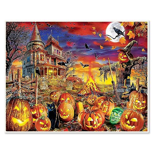 DCIDBEI 50 x 40 cm ||5D DIY Diamond Painting Square Spukhaus, Diamant Malerei Kürbis, Puzzle Diamante Schwarze Katze, kreative Freizeit Erwachsene Haus Wanddekoration Halloween Party Geschenke von DCIDBEI