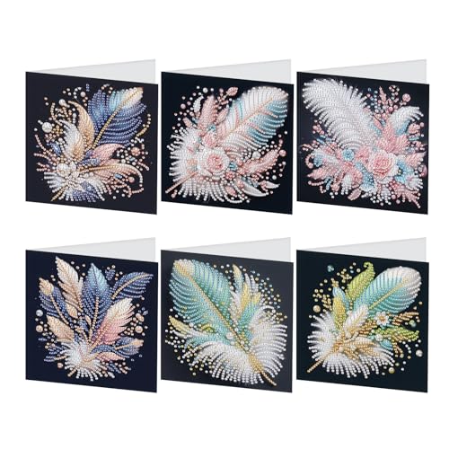 DCIDBEI 5D DIY Diamond Painting Karten 6 Stück Strass Handwerk Grußkarte Diamant Malerei Geschenkkarte Feiertags Dankeschön Handgefertigte Grußkarten für Familie Liebhaber Freunde Feder Abschiedskarte DCIDBEI 5D DIY Diamond Painting Karten 6 Stück Strass Handwerk Grußkarte Diamant Malerei Geschenkkarte Feiertags Dankeschön Handgefertigte Grußkarten für Familie Liebhaber Freunde Feder Abschiedskarte von DCIDBEI