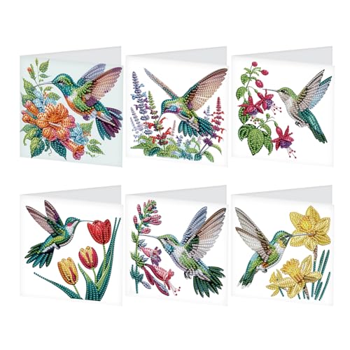 DCIDBEI 5D DIY Diamond Painting Karten 6 Stück Strass Handwerk Grußkarte Diamant Malerei Geschenkkarte Feiertags Dankeschön Handgefertigte Grußkarten für Familie Liebhaber Freunde Kolibri Blumen DCIDBEI 5D DIY Diamond Painting Karten 6 Stück Strass Handwerk Grußkarte Diamant Malerei Geschenkkarte Feiertags Dankeschön Handgefertigte Grußkarten für Familie Liebhaber Freunde Kolibri Blumen von DCIDBEI