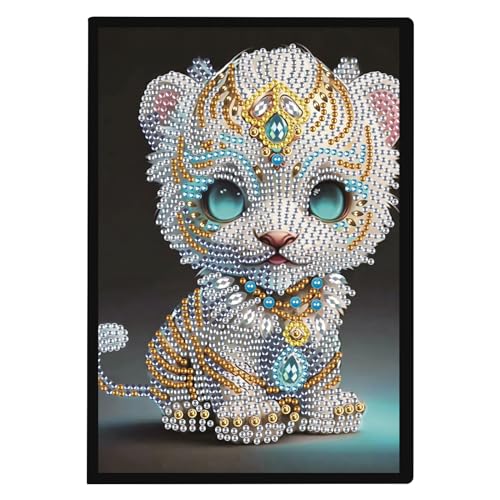 DCIDBEI Diamond Painting Notizbuch A5 Blank Diamond Painting Notizheft Diamant Painting Notebook Diamant Malerei Notizbuch Skizzenbuch Tagebuch für Schülerbüro Schulbedarf(50 Blätter) (Tiger) von DCIDBEI