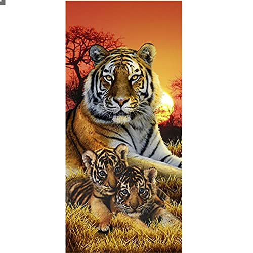 DCIDBEI 5D Diamant Painting Bilder Groß 50x110 cm (Inner 44x104 cm) DIY Diamond Painting Tiger Erwachsene Malen nach Zahlen Tiger Strass Stickerei Kreuzstich Diamond Painting Brauner Tiger Baby von DCIDBEI