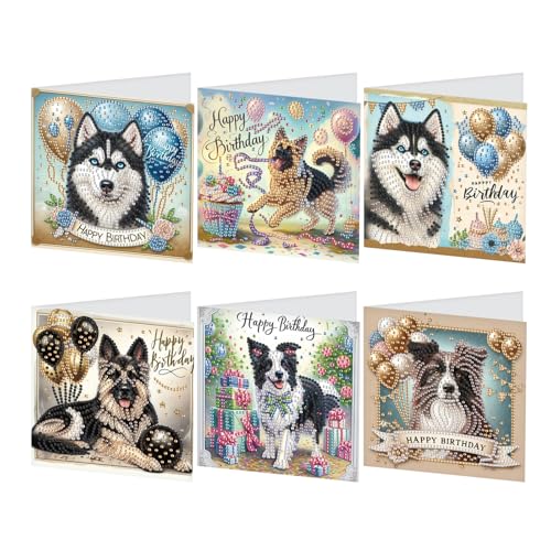 DCIDBEI 6er-Set DIY Diamond Painting Grußkarten Diamant Malerei Kunstkarten für Geburtstag Muttertag Weihnachten Jubiläum Erntedankfest Glückwunschkarten Geschenkkarte Geburtstagskarte Hund Husky DCIDBEI 6er-Set DIY Diamond Painting Grußkarten Diamant Malerei Kunstkarten für Geburtstag Muttertag Weihnachten Jubiläum Erntedankfest Glückwunschkarten Geschenkkarte Geburtstagskarte Hund Husky von DCIDBEI