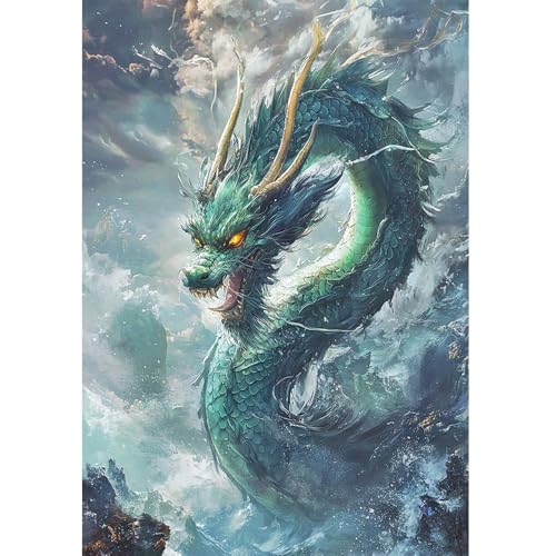 DCIDBEI Chinesischer Drache Diamond Painting 40x50cm Diamond Painting Bilder Groß Drachen DIY Diamant Malerei Malen nach Zahlen Kreuzstich Stickerei Drachen Puzzle Strass Mysterium Tiefsinn Kampf Mut von DCIDBEI