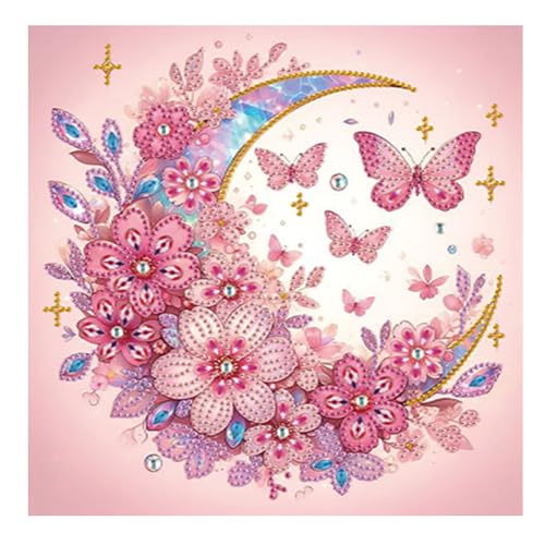 DCIDBEI DIY Diamant Painting Bilder Blume Mond 30x30cm Diamond Painting Kranz Mond Blumen Diamond Painting Spezial Strasssteine Strass Stickerei Diamant Malerei Malen nach Zahlen Kreuzstich Set von DCIDBEI