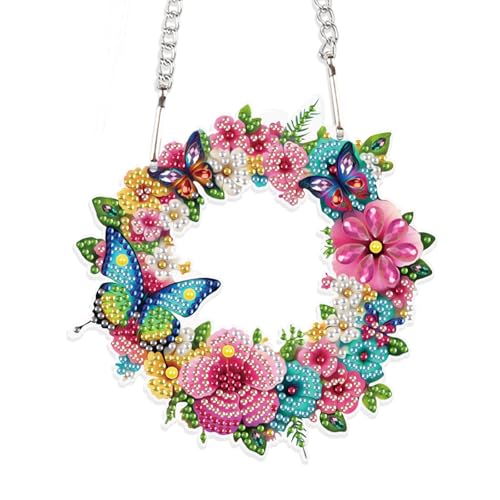 DCIDBEI DIY Diamond Painting Anhänger mit Kette Blumen 15x15cm 5D Diamond Painting Schilder 5D Diamant Painting Kranz Set Engel Anhang Wandbehang Kits für Fenster Wand Eingang Decor Blumen Türkranz DCIDBEI DIY Diamond Painting Anhänger mit Kette Blumen 15x15cm 5D Diamond Painting Schilder 5D Diamant Painting Kranz Set Engel Anhang Wandbehang Kits für Fenster Wand Eingang Decor Blumen Türkranz von DCIDBEI