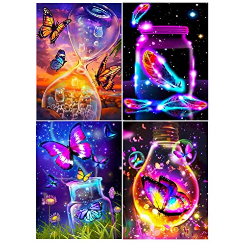 DCIDBEI DIY Diamond Painting Fluoreszenz 30x40 cm Diamond Painting Schmetterling in Glas Diamant Painting Bilder Sanduhr Diamond Painting Bilder Federn in Glas Diamant Malerei Malen nach Zahlen von DCIDBEI