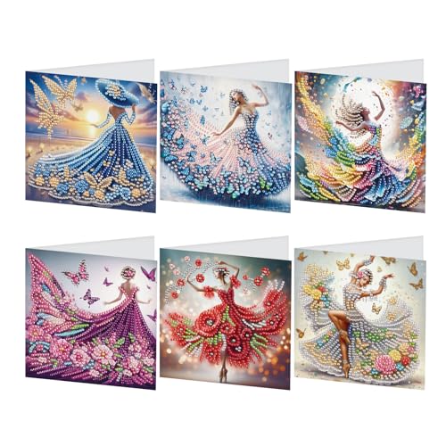 DCIDBEI DIY Diamond Painting Karten 6 PCS Strass Handwerk Grußkarte Diamant Painting Malerei Malen nach Zahlen Geschenkkarte Geburtstagskarten Geburtstag Karte (Elfe Fee Engel) von DCIDBEI