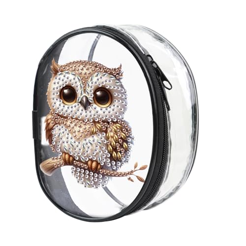 DCIDBEI Diamant Painting Münztasche Niedliche Münzbörse Kleingeldbörse wasserdicht mit Reißverschlusstasche Tragetaschen und Geldbörsen mit Clip Organizer Münze Geldbeutel Schlüsselanhänger Eule von DCIDBEI