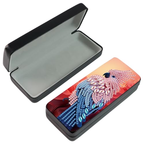 DCIDBEI Diamond Painting Augenbox Diamant Painting Brillenetui Brillenbehälter Brillenständer Malen Sonnenbrillen-organizer Gläser Leder Brillenbehälter Aufbewahrungskiste Brillenboxen Papagei von DCIDBEI