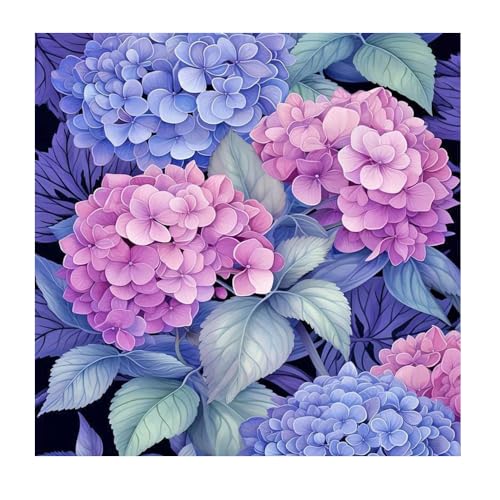 DCIDBEI Diamond Painting Blumen Hortensien 40x40cm Malen nach Zahlen Blumen Hortensien Stickbilder Erwachsene Blumen Hortensien Frohes Wiedersehen Romantisches Glück Diamond Painting Lila Blumen von DCIDBEI