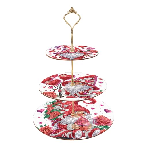 DCIDBEI Diamond Painting Dessert Ständer 3 Stöckig 25x32cm Diamant Painting Cupcake Ständer Gestufter Gebäck Snack Süßigkeiten Buffet Ausstellungsturm Servierplatte (Zwerg Rot) von DCIDBEI