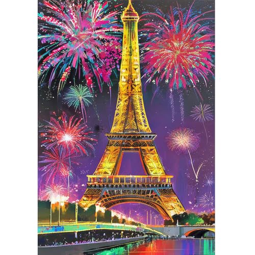 DCIDBEI Diamond Painting Eiffelturm Paris 40x50cm Diamond Painting Eiffelturm Feuerwerk DIY 5D Diamant Malerei Malen nach Zahlen Paris Fluss Diamant Painting Bilder Kreuzstich Landschaft Paris von DCIDBEI