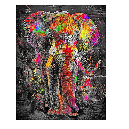 DCIDBEI Diamond Painting Elefant Groß 40x50cm Neonfarben Pop Art Malen Nach Zahlen Diamant Bilder Stickbilder Vorgedruckt Kreuzstich Tiere von DCIDBEI