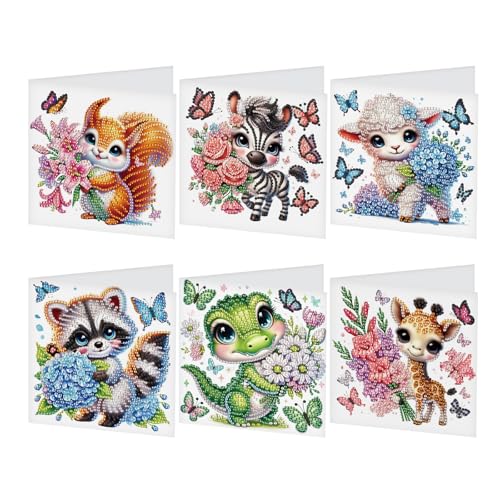 DCIDBEI DIY Diamond Painting Karten 6 PCS Strass Handwerk Grußkarte Diamant Painting Malerei Malen nach Zahlen Geschenkkarte Geburtstagskarten Geburtstag Karte (Tiere Blumen) DCIDBEI DIY Diamond Painting Karten 6 PCS Strass Handwerk Grußkarte Diamant Painting Malerei Malen nach Zahlen Geschenkkarte Geburtstagskarten Geburtstag Karte (Tiere Blumen) von DCIDBEI