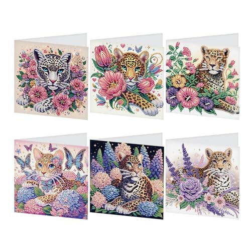 DCIDBEI DIY Diamond Painting Karten 6 PCS Strass Handwerk Grußkarte Diamant Painting Malerei Malen nach Zahlen Geschenkkarte Geburtstagskarten Geburtstag Karte (Leopard Blumen) DCIDBEI DIY Diamond Painting Karten 6 PCS Strass Handwerk Grußkarte Diamant Painting Malerei Malen nach Zahlen Geschenkkarte Geburtstagskarten Geburtstag Karte (Leopard Blumen) von DCIDBEI