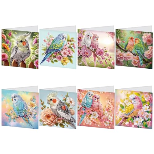 DCIDBEI DIY Diamond Painting Karten 8 PCS Strass Handwerk Grußkarte Diamant Painting Malerei Malen nach Zahlen Geschenkkarte Geburtstagskarten Geburtstag Karte (Papagei) DCIDBEI DIY Diamond Painting Karten 8 PCS Strass Handwerk Grußkarte Diamant Painting Malerei Malen nach Zahlen Geschenkkarte Geburtstagskarten Geburtstag Karte (Papagei) von DCIDBEI