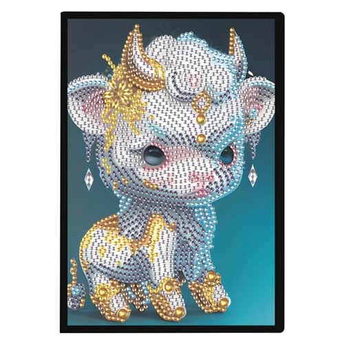 DCIDBEI Diamond Painting Notizbuch A5 Blank Diamond Painting Notizheft Diamant Painting Notebook Diamant Malerei Notizbuch Skizzenbuch Tagebuch für Schülerbüro Schulbedarf(50 Blätter) (Ochse) von DCIDBEI