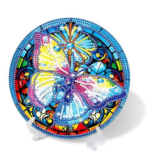 DCIDBEI Diamond Painting Ornament Schmetterling Tischdekoration Kristall Handwerk 5D Kristall Diamant Malerei Kranz Deko Ornamente Geschenke für Anfänger Hausgeschenk Deko für Familie von DCIDBEI