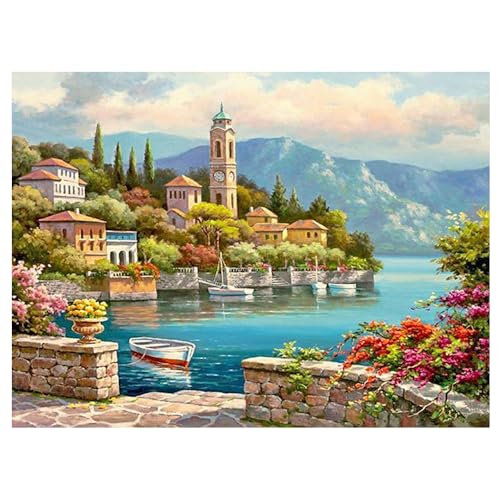 DCIDBEI Diamond Painting Runde Steine Strand Meer 50x40cm Diamond Painting Landschaften Natur Stadt am Meer Malen nach Zahlen Landschaft Häuser Perlen Bilder Mediterrane Landschaften Villa Sea DCIDBEI Diamond Painting Runde Steine Strand Meer 50x40cm Diamond Painting Landschaften Natur Stadt am Meer Malen nach Zahlen Landschaft Häuser Perlen Bilder Mediterrane Landschaften Villa Sea von DCIDBEI